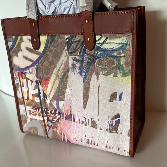 NWT Coach X Mint + Serf Field Tote Signature Canvas Leather Purse handbag - Picture 9 of 13